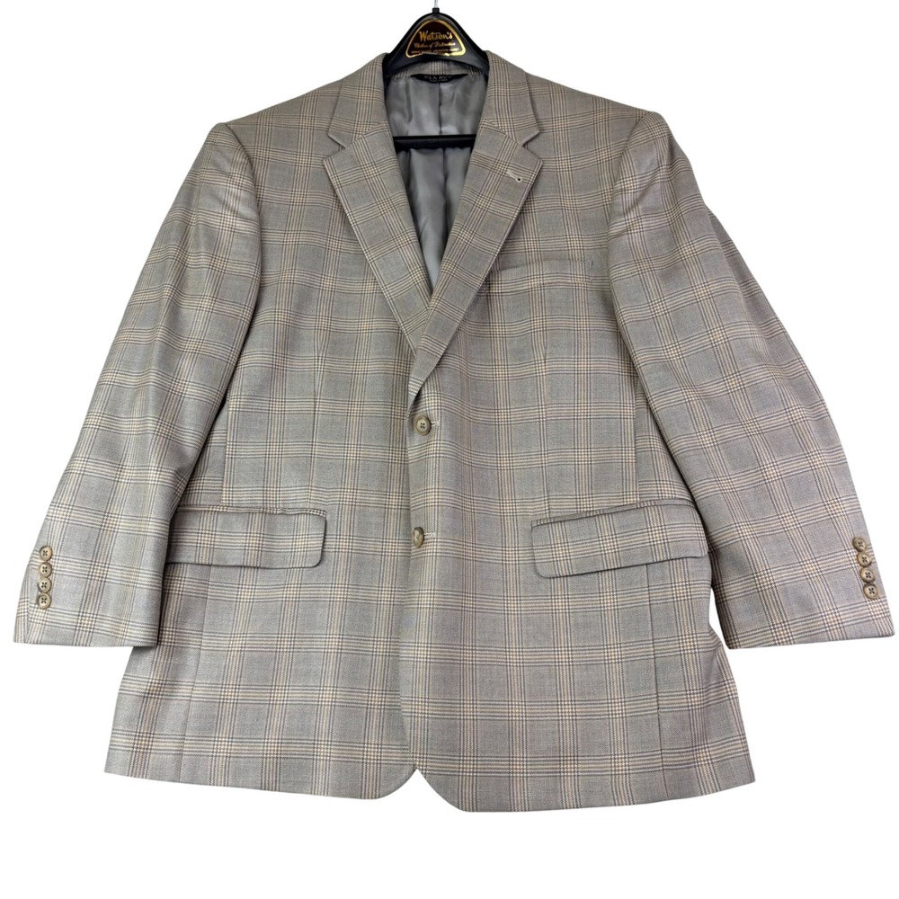 Jos. A. Bank 44S Signature Coll. Gray Glen Plaid Silk Wool Blazer Sport Coat
